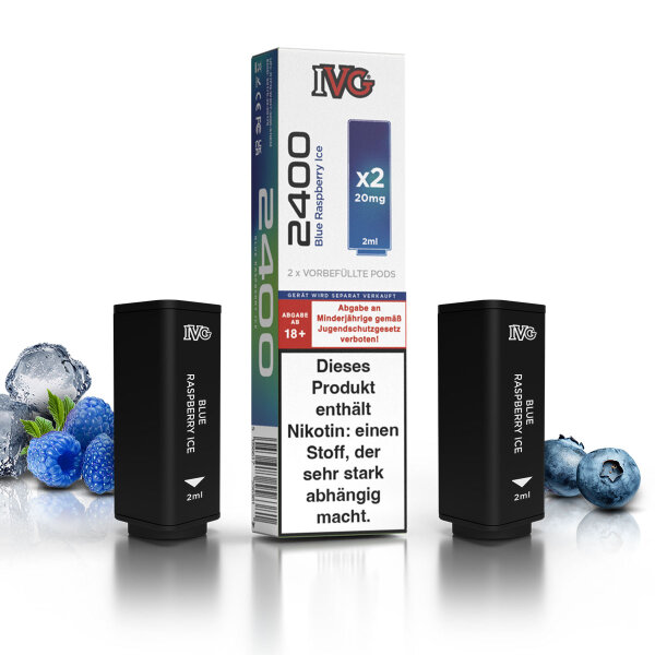 IVG 2400 - 4-Pod System - Prefilled Pods (2 Stück) Blue Raspberry Ice  - 20mg