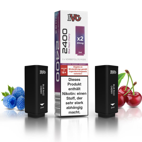 IVG 2400 - 4-Pod System - Prefilled Pods (2 Stück) Blue Razz Cherry  - 20mg