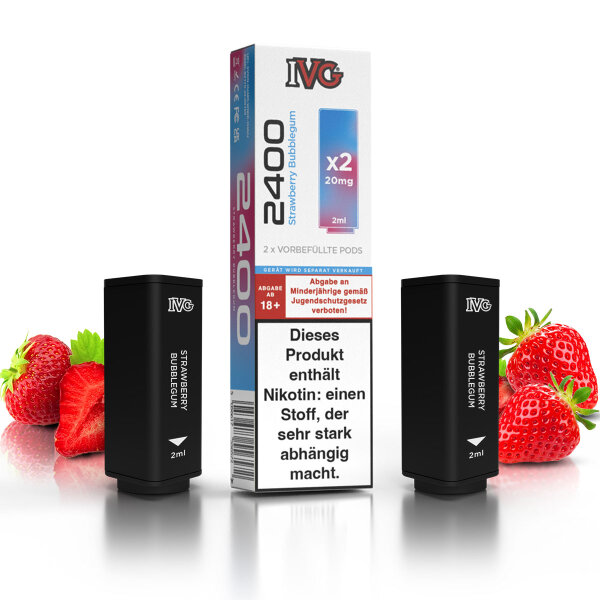 IVG 2400 - 4-Pod System - Prefilled Pods (2 Stück) Strawberry Bubblegum - 20mg