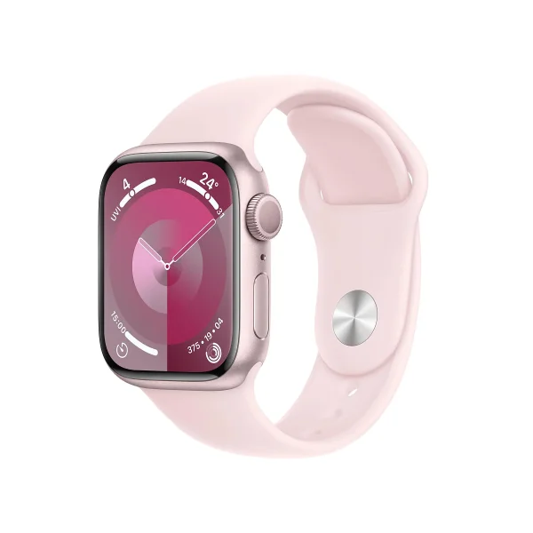 APPLE Watch Series 9 GPS 41 mm Smartwatch Aluminium Fluorelastomer, 130 - 180 mm, Rosé/Hellrosa