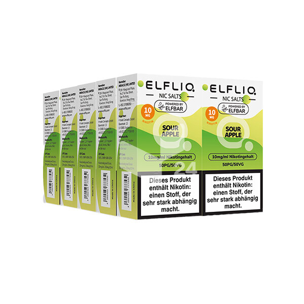 Elfbar - Elfliq Sour Apple - 10mg Nikotin