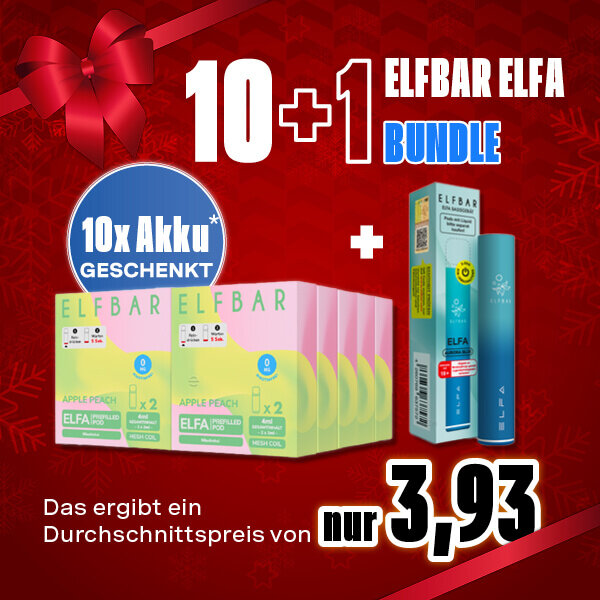 Elf Bar - ELFA (ohne Nikotin) 100x + 10 Gratis-Akku