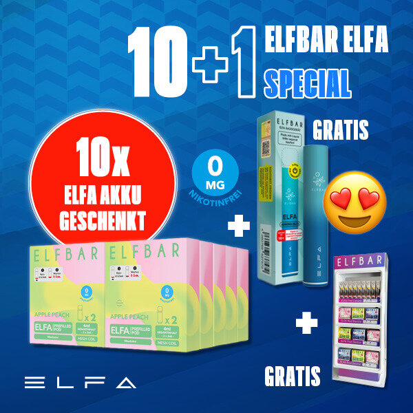 Elf Bar - ELFA(ohne Nikotin) 100 Stück + 10 Gratis Basisgeräte