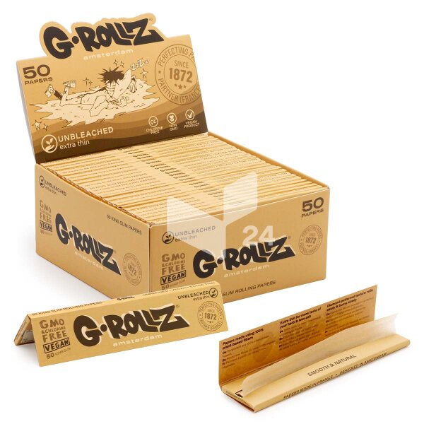 G-Rollz | Rolling Papers Ungebleicht Extra Dünn – 50 King Size Slim Papers (50er Display)