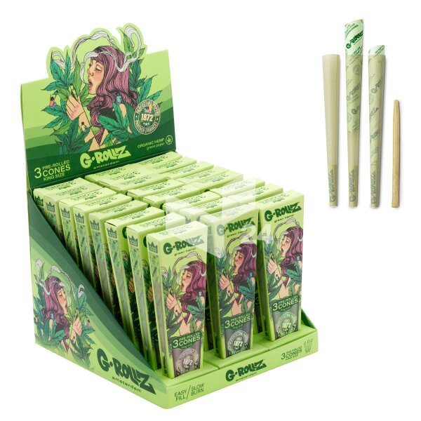 G-Rollz | Cones Collector "Colossal Dream" Organischer Grüner Hanf – 3 King Size Cones (24er Display)