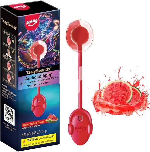 Amos Tastysounds Lollipop - Der Lollipop mit Musik - K-Pop(Wassermelone) - 12er Display **NEUER TIKTOK TREND**