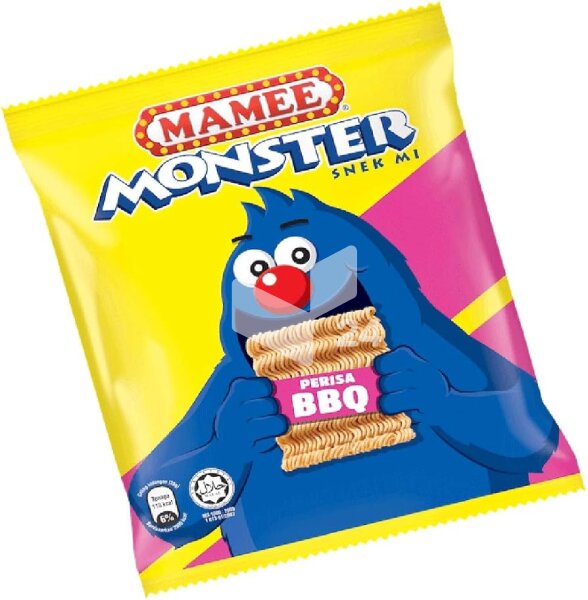 Mamee Monster Nudel Snack - BBQ Flavor - 10x(10x25g)