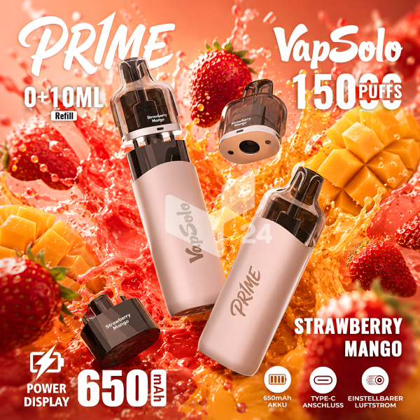 VapSolo Pr1me 15K - Strawberry Mango