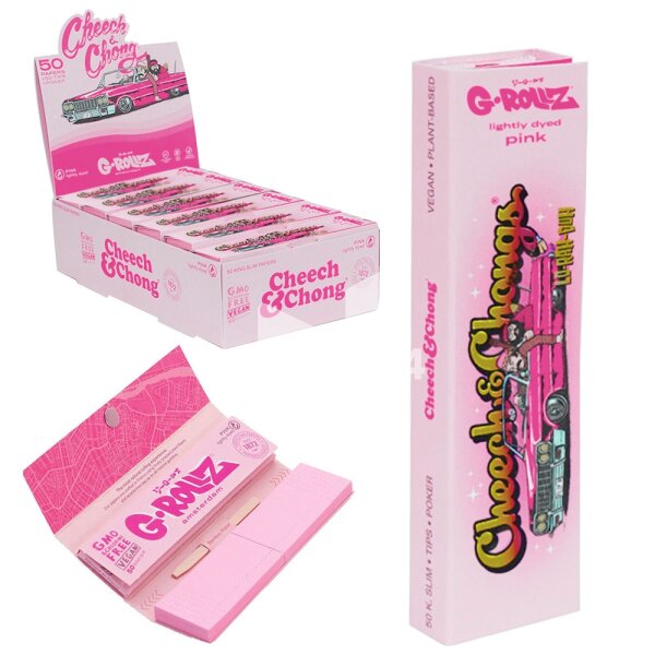 Cheech & Chong™ \'Lowrider\' Pink – 50 King Size Papers + Tips (24er Display)