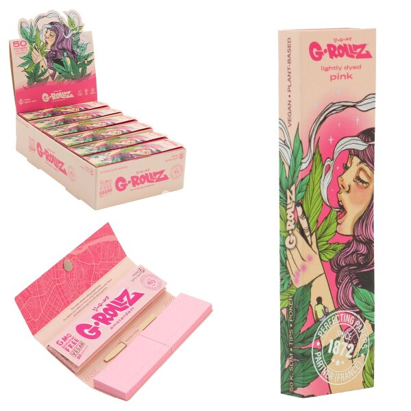 Collector \'Mushroom Lady\' Pink – 50 King Size Slim Papers + Tips (24er Display)